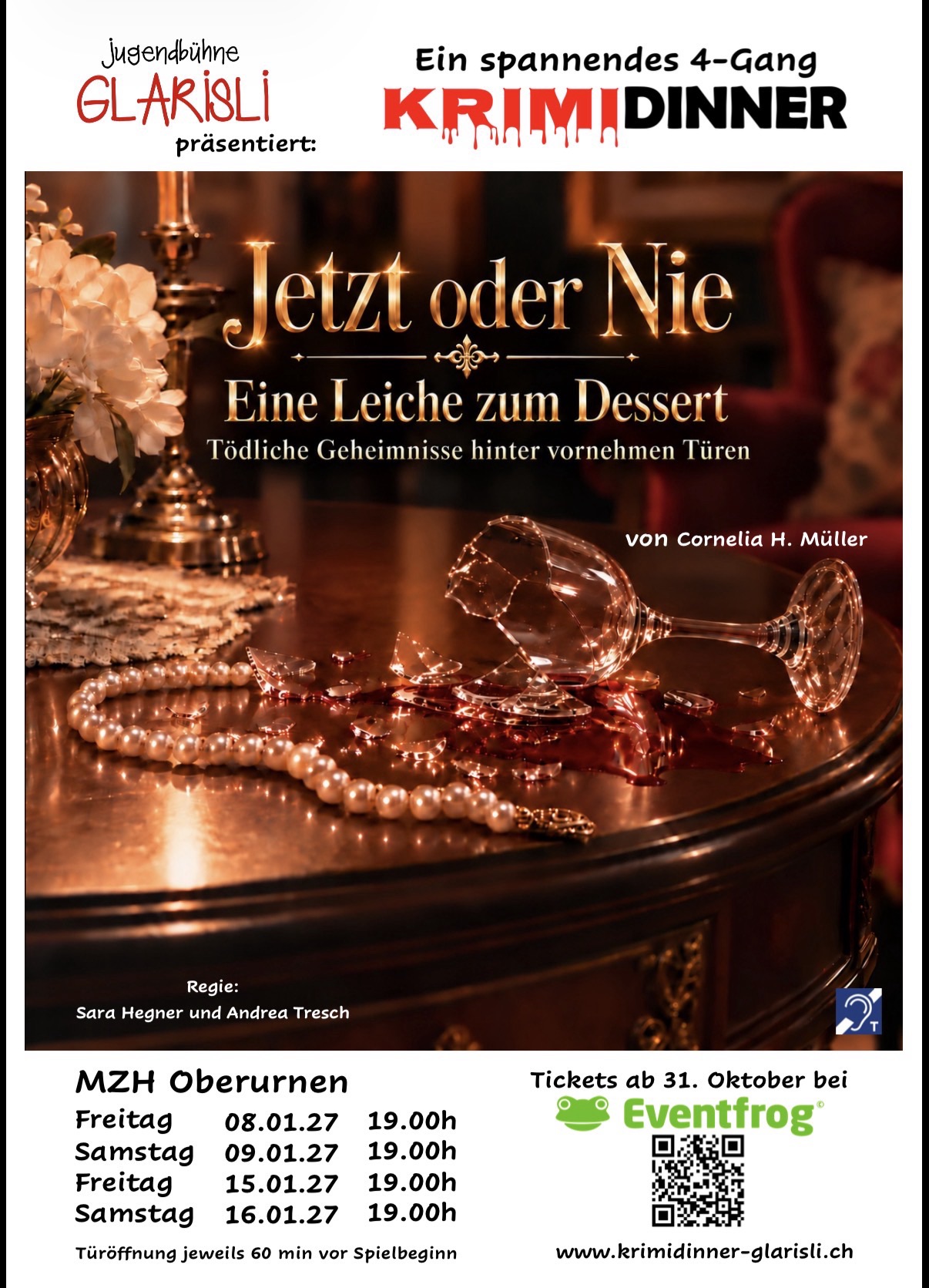 Krimidinner Plakat 2027 - Jetzt oder Nie: Eine Leiche zum Dessert